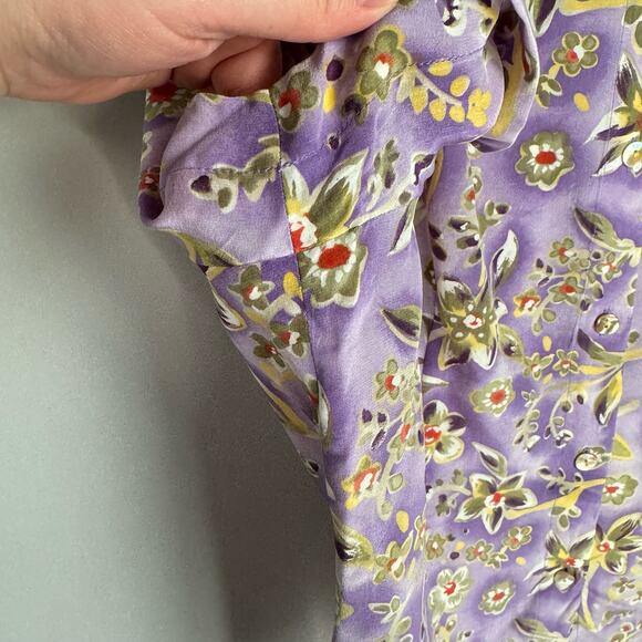 VTG NWT Charter Club Purple Floral 100% Silk Button Up Skirt Set Women 14W - Picture 8 of 16